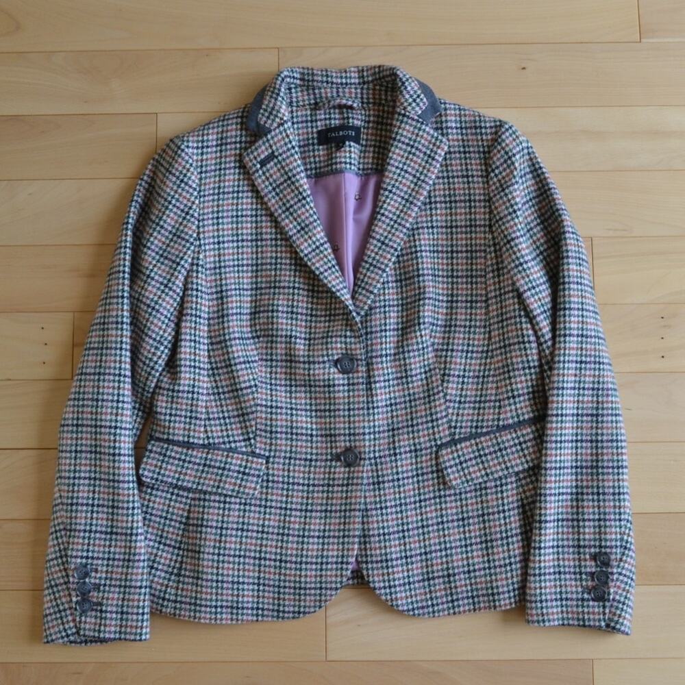 Talbots Tweed Blazer Suit Jacket Size 10 Pink Black